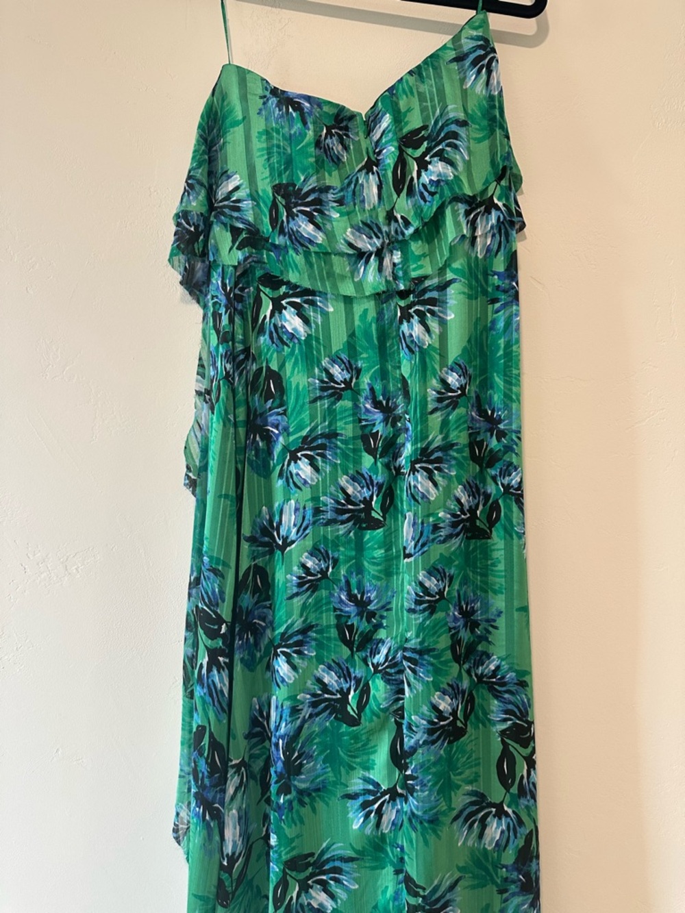 Banana Republic Green Floral Strapless Maxi Dress Size 2 - Picture 4 of 10